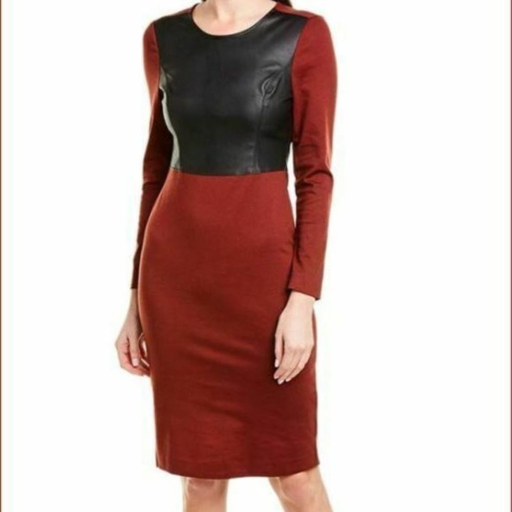 BCBGMaxAzria Burgundy Long Sleeve Midi Dress